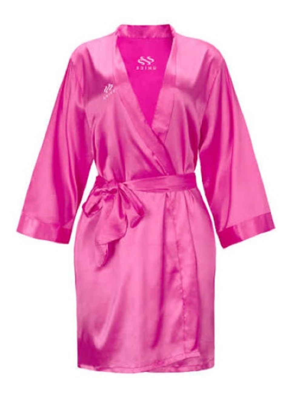 UNICE Pink Satin Kimono Robe Tie Closure 3/4 Sleeve Sleepwear S M L OS
